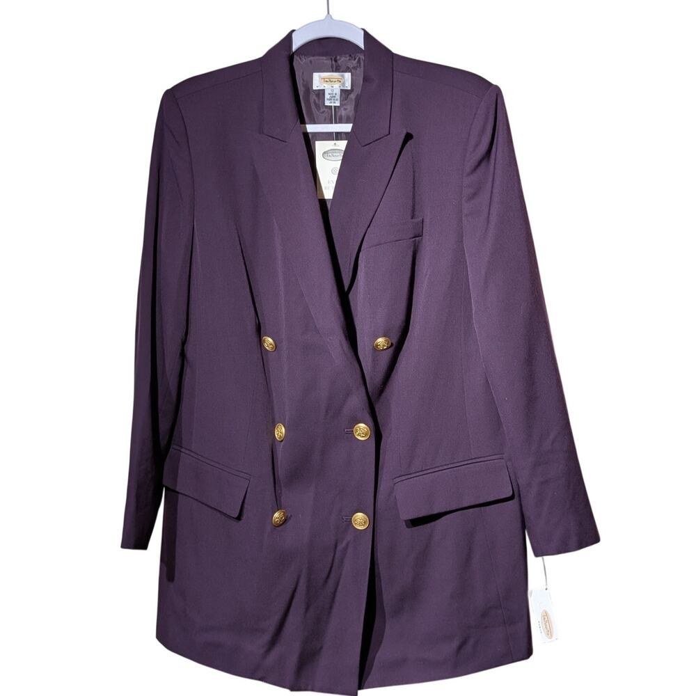 Vintage Talbot's Aubergine Double Breasted Wool Blazer NWT Womens Plus Sz 12W